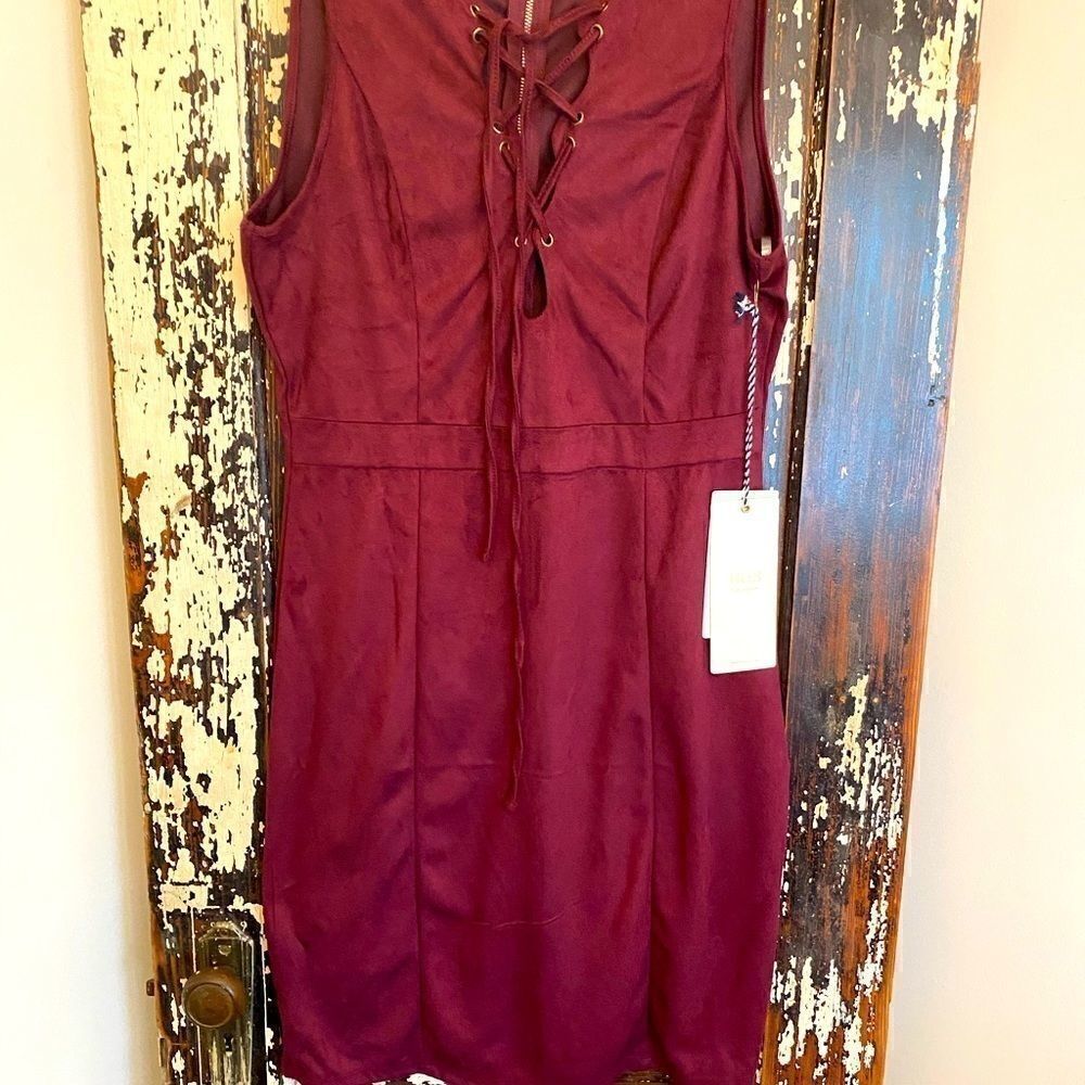 NWT Iris Los Angeles size L burgundy boho dress.
